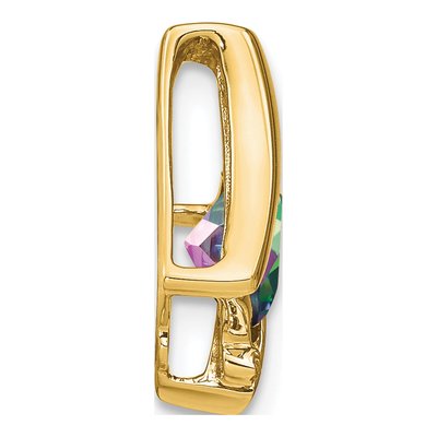 14K Yellow Gold Mystic Fire Topaz & Diamond Cushion Pendant – view 2