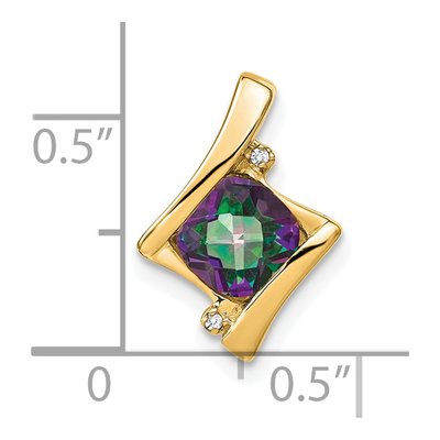 14K Yellow Gold Mystic Fire Topaz & Diamond Cushion Pendant – view 3