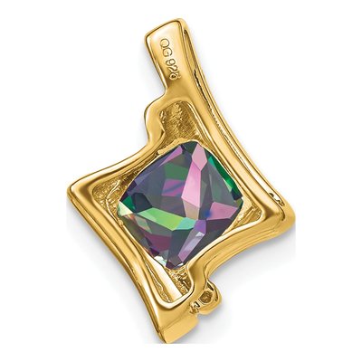 14K Yellow Gold Mystic Fire Topaz & Diamond Cushion Pendant – view 4