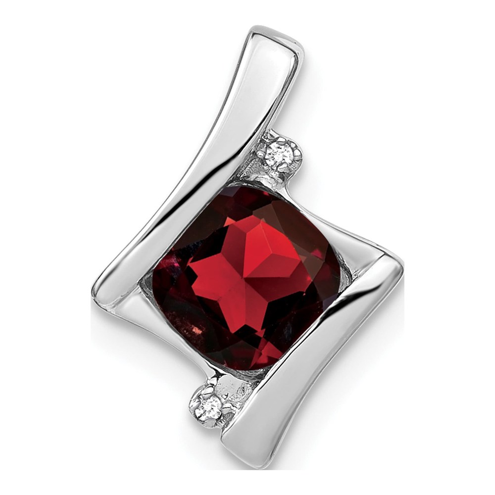 14K White Gold Garnet & Diamond Chain Slide