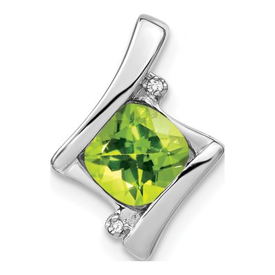 14K White Gold Peridot & Diamond Slide Pendant