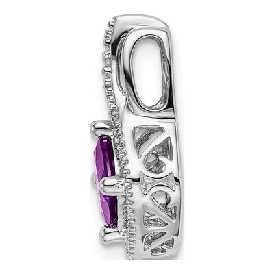 14K White Gold Amethyst & Diamond Cushion Slide Pendant – view 2