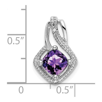 14K White Gold Amethyst & Diamond Cushion Slide Pendant – view 3