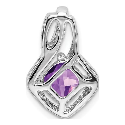 14K White Gold Amethyst & Diamond Cushion Slide Pendant – view 4