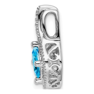 14K White Gold Swiss Blue Topaz & Diamond Slide Pendant – view 2