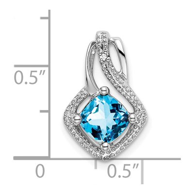 14K White Gold Swiss Blue Topaz & Diamond Slide Pendant – view 3