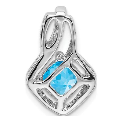 14K White Gold Swiss Blue Topaz & Diamond Slide Pendant – view 4