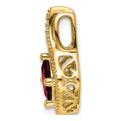 14K Yellow Gold Garnet & Diamond Slide Pendant – view 2