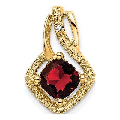 14K Yellow Gold Garnet & Diamond Slide Pendant