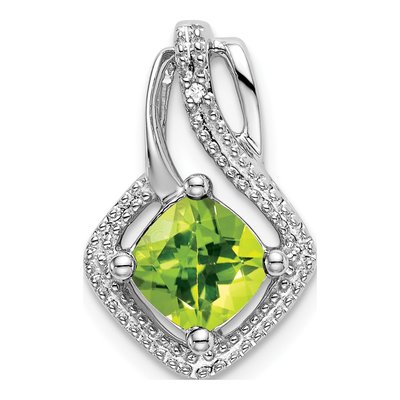 14K White Gold Peridot & Diamond Slide Pendant