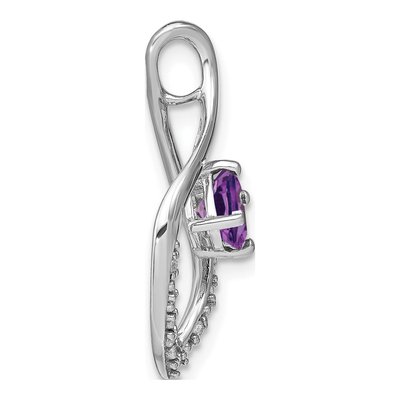 14K White Gold Amethyst & Diamond Leaf Slide Pendant – view 2