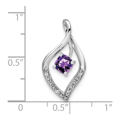 14K White Gold Amethyst & Diamond Leaf Slide Pendant – view 3