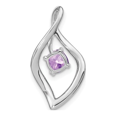 14K White Gold Amethyst & Diamond Leaf Slide Pendant – view 4