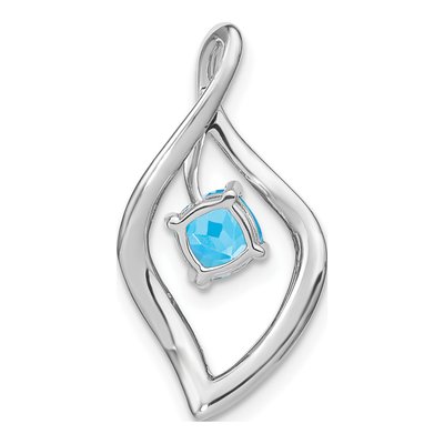14K White Gold Swiss Blue Topaz & Diamond Leaf Slide Pendant – view 4