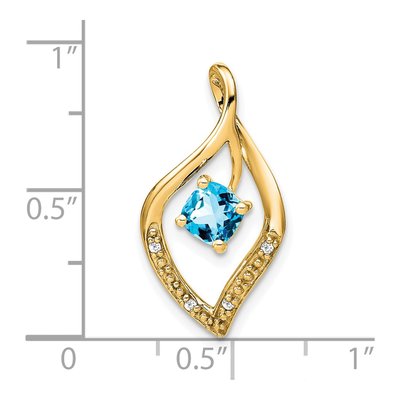 14K Yellow Gold Swiss Blue Topaz & Diamond Leaf Slide Pendant – view 3