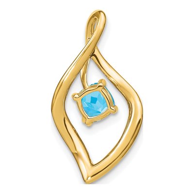 14K Yellow Gold Swiss Blue Topaz & Diamond Leaf Slide Pendant – view 4