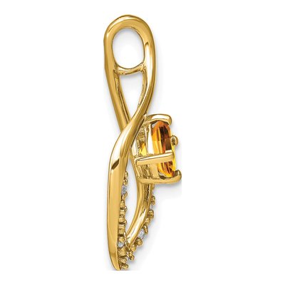 14K Yellow Gold Citrine & Diamond Leaf Slide Pendant – view 2