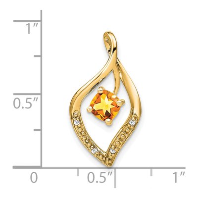 14K Yellow Gold Citrine & Diamond Leaf Slide Pendant – view 3