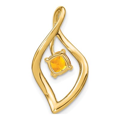 14K Yellow Gold Citrine & Diamond Leaf Slide Pendant – view 4
