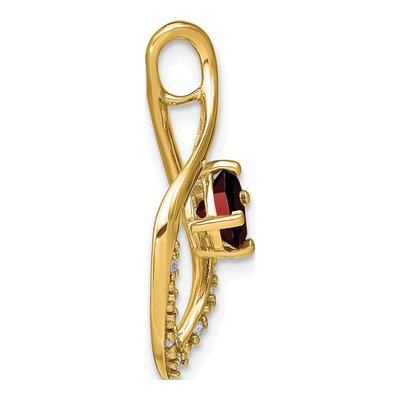 14K Yellow Gold Garnet & Diamond Leaf Slide Pendant – view 2