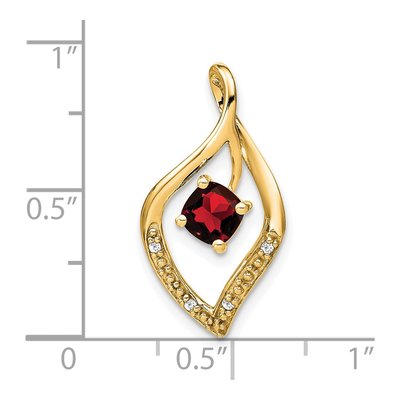 14K Yellow Gold Garnet & Diamond Leaf Slide Pendant – view 3