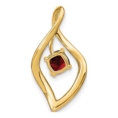 14K Yellow Gold Garnet & Diamond Leaf Slide Pendant – view 4