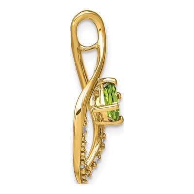 14K Yellow Gold Peridot & Diamond Leaf Slide Pendant – view 2