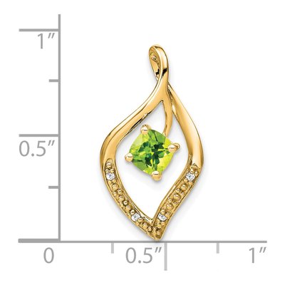 14K Yellow Gold Peridot & Diamond Leaf Slide Pendant – view 3