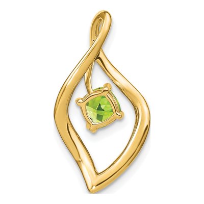 14K Yellow Gold Peridot & Diamond Leaf Slide Pendant – view 4