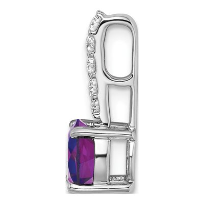 14K White Gold 1/8 ct tw Amethyst & Diamond Slide Pendant – view 2