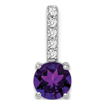 14K White Gold 1/8 ct tw Amethyst & Diamond Slide Pendant