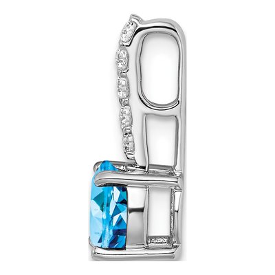 14K White Gold 1/8 ct tw Swiss Blue Topaz & Diamond Slide Pendant – view 2