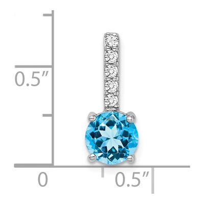 14K White Gold 1/8 ct tw Swiss Blue Topaz & Diamond Slide Pendant – view 3