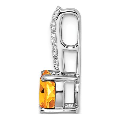 14K White Gold 1/8 ct tw Citrine & Diamond Slide Pendant – view 2