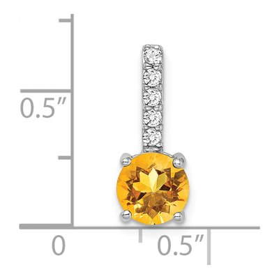 14K White Gold 1/8 ct tw Citrine & Diamond Slide Pendant – view 3