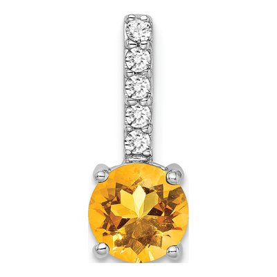 14K White Gold 1/8 ct tw Citrine & Diamond Slide Pendant