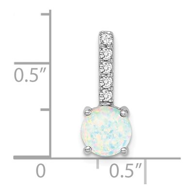 14K White Gold 1/8 ct tw Lab-Created Opal & Diamond Round Pendant – view 3