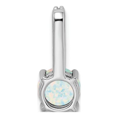 14K White Gold 1/8 ct tw Lab-Created Opal & Diamond Round Pendant – view 4