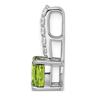 14K White Gold 1/8 ct tw Peridot & Diamond Slide Pendant – view 2