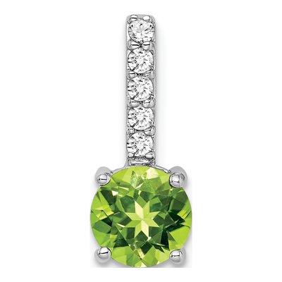 14K White Gold 1/8 ct tw Peridot & Diamond Slide Pendant
