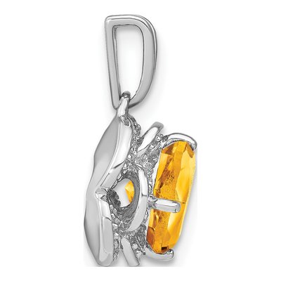 14K White Gold Citrine & Diamond Cushion Pendant – view 2