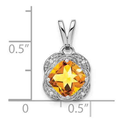 14K White Gold Citrine & Diamond Cushion Pendant – view 3