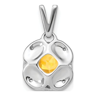 14K White Gold Citrine & Diamond Cushion Pendant – view 4
