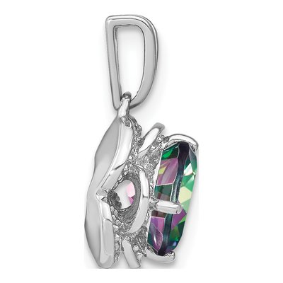 14K White Gold Mystic Fire Topaz & Diamond Cushion Pendant – view 2