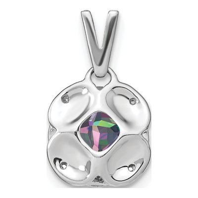 14K White Gold Mystic Fire Topaz & Diamond Cushion Pendant – view 4