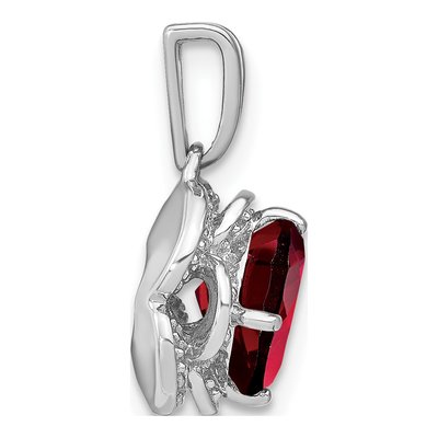14K White Gold Garnet & Diamond Cushion Pendant – view 2