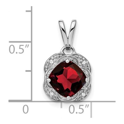 14K White Gold Garnet & Diamond Cushion Pendant – view 3