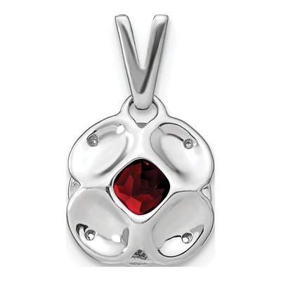 14K White Gold Garnet & Diamond Cushion Pendant – view 4