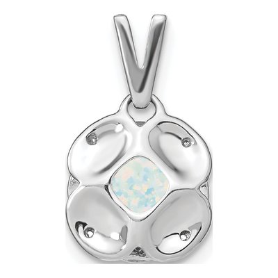 14K White Gold Lab-Created Opal & Diamond Cushion Pendant – view 3