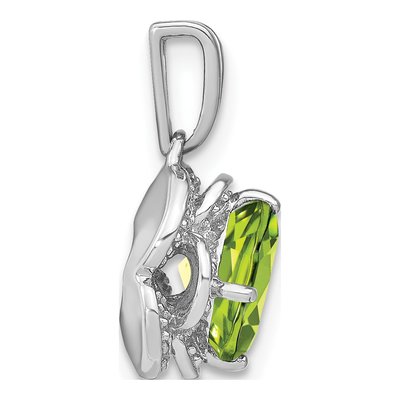 14K White Gold Peridot & Diamond Cushion Pendant – view 2